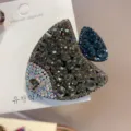 Pince à cheveux poisson en strass scintillants jolie barrette brillante accessoire coiffure - Gris