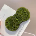 Pince à cheveux en strass vert élégante pince latérale en métal accessoires cheveux scintillants - Vert olive