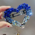 Pince à cheveux cœur en strass dégradé bleu barrette à ressort en cristal brillant femme - Bleu Roi Bleu Clair Blanc AB