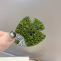 Pince à cheveux poisson en strass vert cristal étincelant accessoire mignon pour les femmes - Vert olive