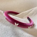 Fluwelen gewatteerde haarband kristallen vlinder Franse stijl elegant haaraccessoire vrouwen - Rozerood