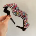 Bogenförmiger Luxus Strass Haarreif koreanische Mode bunte Kristalle Haarschmuck für Damen - Helle Buntfarben