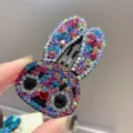 Jolie pince à cheveux lapin en strass cristal scintillant accessoire pour femmes - Arc-en-ciel