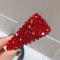 Pince à cheveux triangle en strass rouge épingle brillante accessoires de mode pour femmes - Rouge