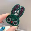 Pince à cheveux lapin strass scintillante jolie barrette BB cristal accessoires pour femmes - Vert
