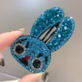 Pince a cheveux lapin strass bleu cristal brillant mignon clip lateral femmes filles - Bleu