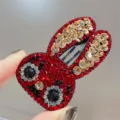 Pinza de Pelo de Conejo con Estrás Brillante Cristal Lindo Accesorio de Cabello Lateral - Rojo