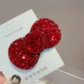 Pince à cheveux strass rouge brillante épingle en cristal accessoire élégant pour les femmes. - Rouge
