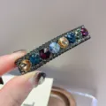 Barrette à cheveux brillante strass élégante pince latérale cristal accessoire mode - Bleu Encre Multicolore