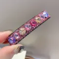 Pince à cheveux brillante en strass, barrette en cristal coloré, accessoire élégant femme. - Rose