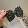 Jolie pince a cheveux noeud strass scintillant barrette cristal elegantes femmes accessoires - Gris et Bleu Encre
