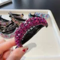 Pince a cheveux banane strass style Coreen cristal brillant pince queue de cheval pince - Rose rouge