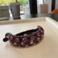 Pince à cheveux banane strass violet style coréen, accessoire élégant pour queue de cheval. - Fuchsia
