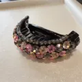 Pince à cheveux banane en strass étincelants, support de queue de cheval élégant et chic. - Rose Gris
