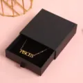 Elegante scatola portagioie a cassetto nera portatile per anelli bracciali dettaglio - modello base / 9*9*3cm (Con Spugna) / Nero