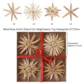 Set van 12 hangende kerstboomversieringen van natuurlijk tarwestro kerstdecor. - Stro 4 Vakken Stijl D