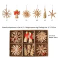 Natuurlijke stro kerstboom hangende ornamenten set, 17 stuks rustieke feestdecoratie. - Stro 6 Vakken Stijl B / 17 Stuks/Verpakking