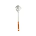 White silicone server spoon with wooden handle, essential kitchen cooking utensil. - Pasta Server