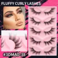 Pluizige krullende kattenoog nepwimpers, natuurlijke zwarte band stijl variante. - Cat Eye Fox-stijl (3DMAO-38)
