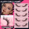 Pluizige gekrulde valse wimpers, dramatische kattenoogstijl, zwarte band variant voor dagelijks. - Cat Eye Fox-stijl (3DMAO-43)