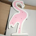 Wooden flamingo night light led children room nursery decorative ambient lamp pink white table lamp - Pink Flamingo