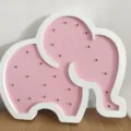 Cute pink wooden elephant LED night light for kids room nursery decor ambient lighting lamp. - Pink Elephant