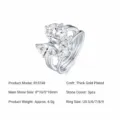 S925 Silver Moissanite Ring Oval Marquise Three Stone Luxury Jewelry Variant Size 5-9 - US Size 9 / 3 Fancy Cut Stones Style (R15748) / Silver