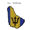Barbados flag map embroidered patch, 73mm high textile iron-on badge for DIY clothing decoration. - Barbados Map (659) / 63.5mm High