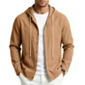 Chemise à Capuche en Lin Manches Longues Décontractée pour Homme Kaki Variante Mode - S / Hauts / Jaune Terre