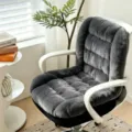 Comfortable gray plush office chair cushion and backrest pad for warm and cozy seating. - Non-Heated / Dark Gray