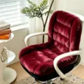 Cozy plush office chair cushion thick warm seat and backrest pad winter home desk chair cover - Non-Heated / Burgundy