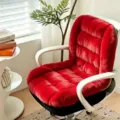 Red plush office chair cushion thick warm backrest pad cozy seat pad for winter use - Non-Heated / Bright Red