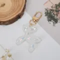 Llavero de perro globo iridiscente con cierre dorado, bonito colgante de bolso moderno. - Blanco Jelly