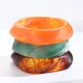 Chunky acrylic resin bangles stacked set, minimalist style fashion statement jewelry for women. - Irregular Ombre Resin Bangle (6705301HB)