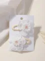 Lindo juego de pinzas para el cabello de tela con margaritas blancas para niñas, accesorios florales. - Estilo 2A-19