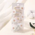 Lindo juego de pinzas para el pelo de tela de margarita blanca para mujeres y niñas, accesorios. - Estilo 6F