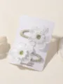 Set de pinzas para el cabello bordadas de margaritas accesorios de tela bonitos para mujeres - Estilo 2A-3