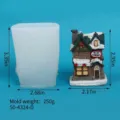 Weihnachts-Silikonform für Haus und Harz-Ornament-Set, ideal für DIY-Kerzen und Tischdekoration. - Verschneites Häuschen (50-4324) / Weiß