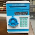 Kinder elektronische Spardose Mini Tresor Sparschwein Geldautomat Spielzeug mit Tastatur blau - Hellblau