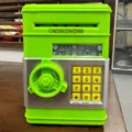 Tirelire électronique pour enfants, jouet de coffre-fort ATM de simulation avec clavier. - Vert