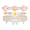 Summer beach resort style beaded bracelet set featuring starfish, turtle, pearls and bow. - Turtle Frangipani Bow Layered Style (ZJ14650)
