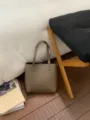 Chic taupe leather bucket bag, minimalist commuter tote with double handles for women. - Gray Without Pendant