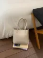 Minimalist faux leather bucket bag for women, stylish tote shoulder bag for daily commute. - White Without Pendant