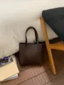 Brown mini leather tote bag, casual commuter shoulder bag, stylish daily handbag variant. - Brown No Pendant