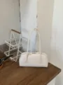 Minimalist white shoulder bag, stylish underarm bag for women daily commute and fashion - No Pendant / White