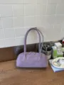 Purple minimalist women shoulder bag, stylish casual commuting handbag for daily wear and travel. - No Pendant / Purple
