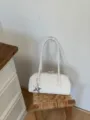 Minimalist white shoulder underarm bag for women with star charm chic daily commuter handbag - With Charm / White