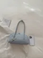 Minimalist light blue shoulder bag for women, stylish underarm bag with metal starfish pendant. - With Charm / Blue
