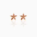 Rote Zirkon Blumen Ohrstecker Vergoldet Modeschmuck Damen Elegante Party Accessoires - Stil 7 Blume Stern (Goldfarben) / Stärke 0.8mm Länge 6mm