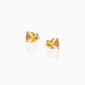 Vergoldete süße Fisch Ohrstecker mit glänzenden gelben Zirkon Steinen für Damen Mode. - Stil 8 Fisch (Goldfarben) / Stärke 0.8mm Länge 6mm
